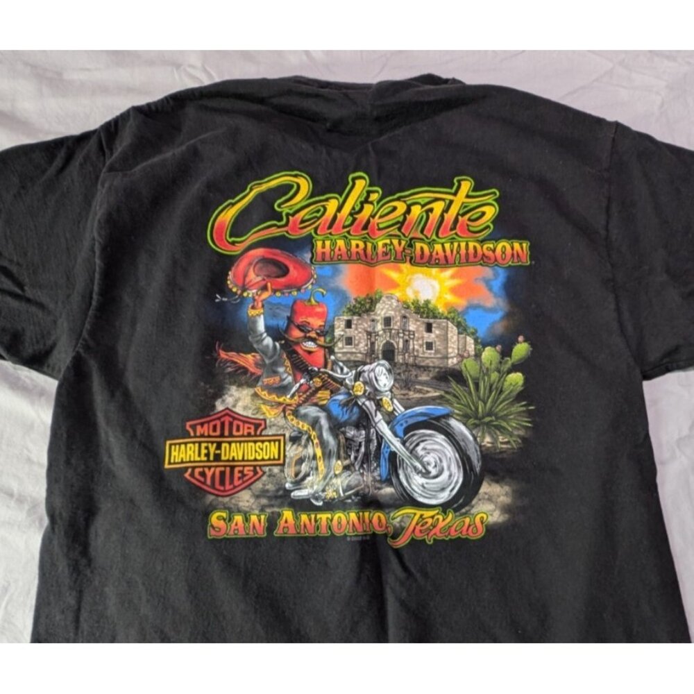 Harley Davidson San Antonio Texas Caliente Pepper Alamo Black T-Shirt Size Large